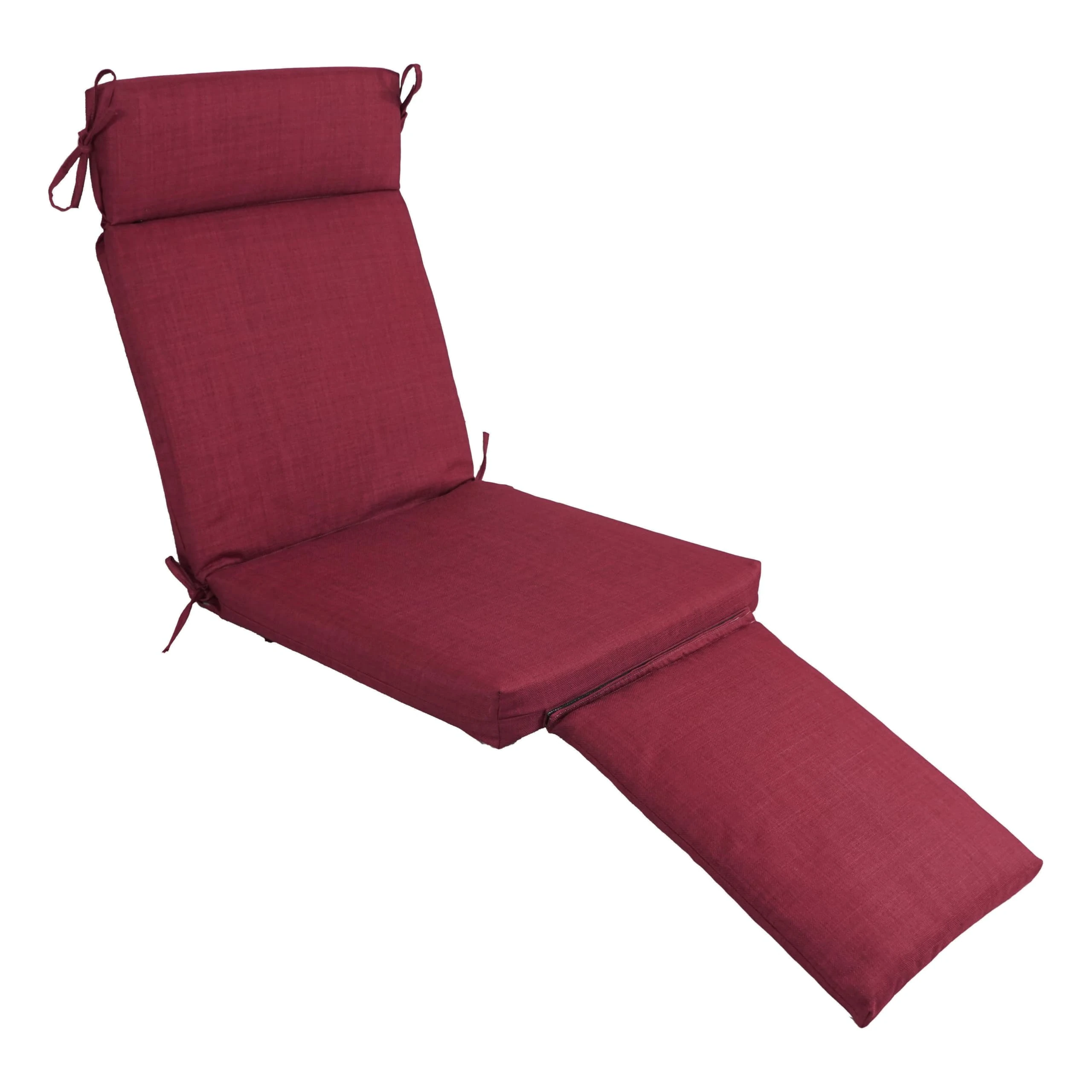 Blazing Needles Solid Outdoor Steamer Chair Lounge Cushion, 21 x 69, Merlot