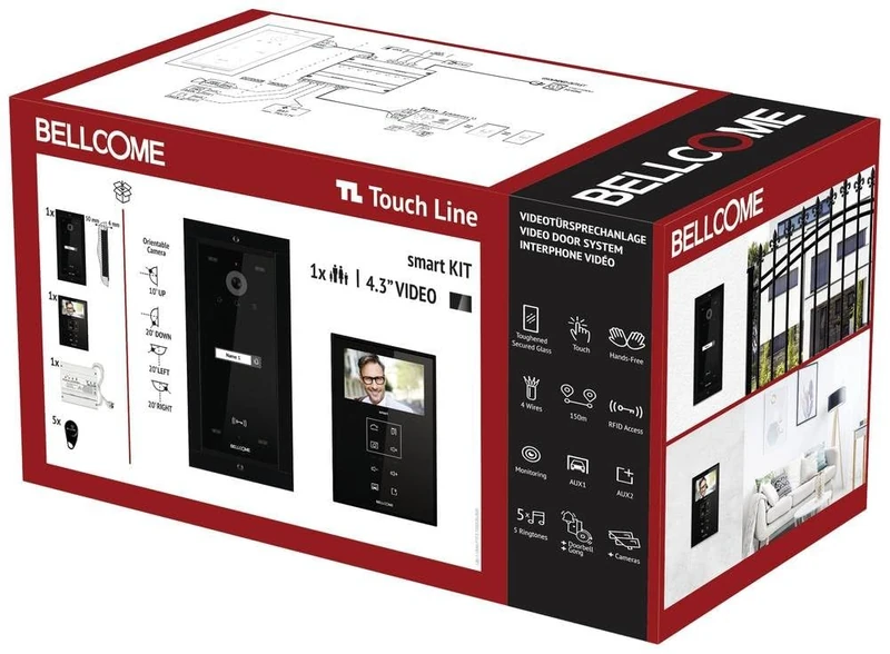 Bellcome Electra Video Door Intercom Wired Complete Set Black
