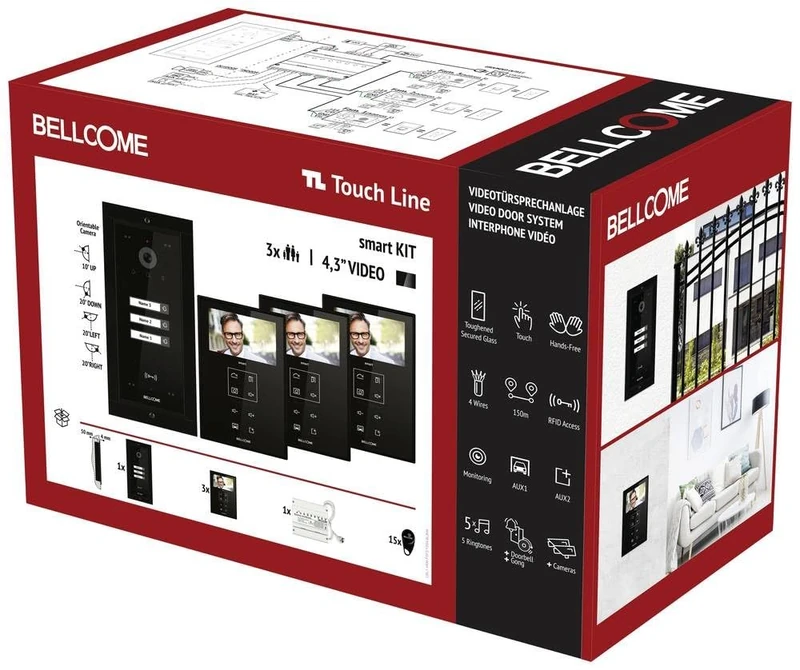 Bellcome Electra Video Door Intercom Wired Complete Set Black
