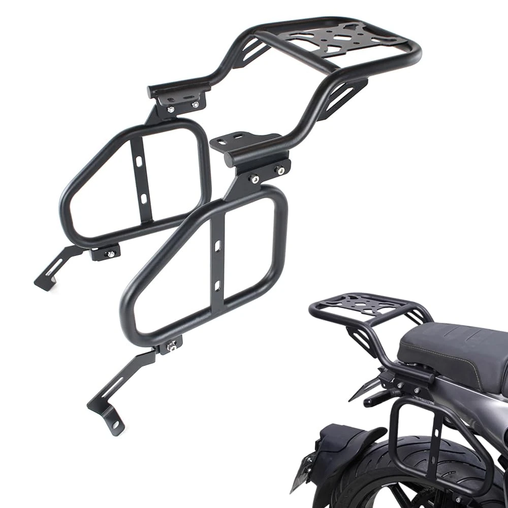 REARACE Motorcycle Rear Luggage Rack + Saddle Bag Carrier Set Compatible with Husqvarna Svartpilen 200/250/401 2020-2023, Svartpilen 200 2020-2023, Vitpilen 250/401 2022-2023