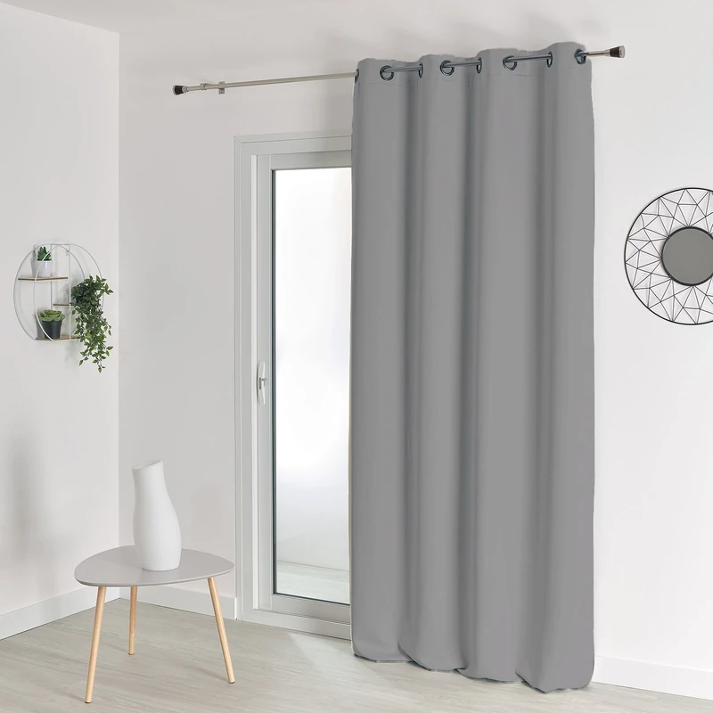 HomeMaison M1 Blackout Curtain - Fire Resistant Curtain - Grey Flannel - 140 x 260 cm