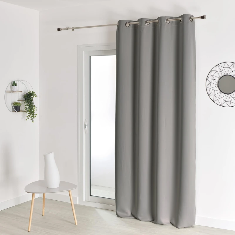 HomeMaison Blackout Curtain M1 Fire Resistant Mineral Grey 240 x 260 cm - Image 1