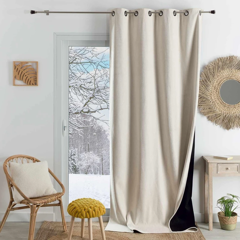 HomeMaison.com Thermal Blackout Curtain 250 x 260 cm Off White