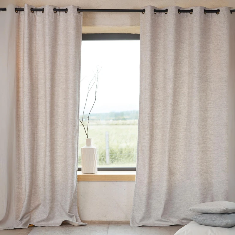 HomeMaison.com Thermal Curtain – Blackout Curtain – Linen Curtain – 140 x 260 cm, Beige