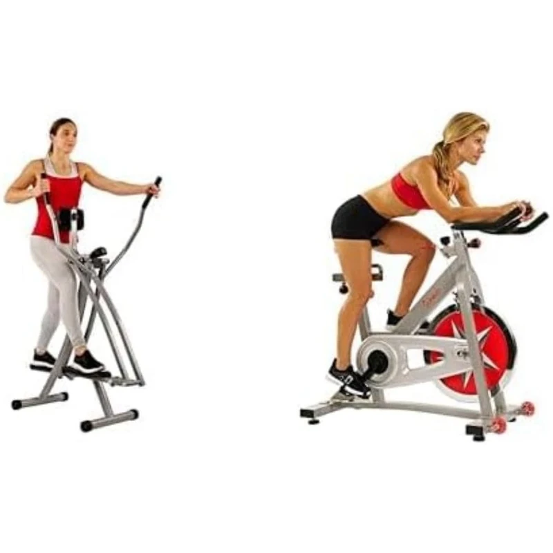 Sunny Health & Fitness Elliptical Cross Trainer w/LCD Monitor, Air Walker Exercise Machines SF-E902 and Exercise Bike Pro Indoor Cycling Stationary Bike - SF-B901