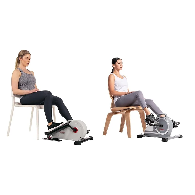 Sunny Health and Fitness Magnetic Under Desk Elliptical Peddler, Portable Mini with Resistance + Magnetic Under Desk Mini Exercise Cycle Bike, Dual Function Pedal Exerciser
