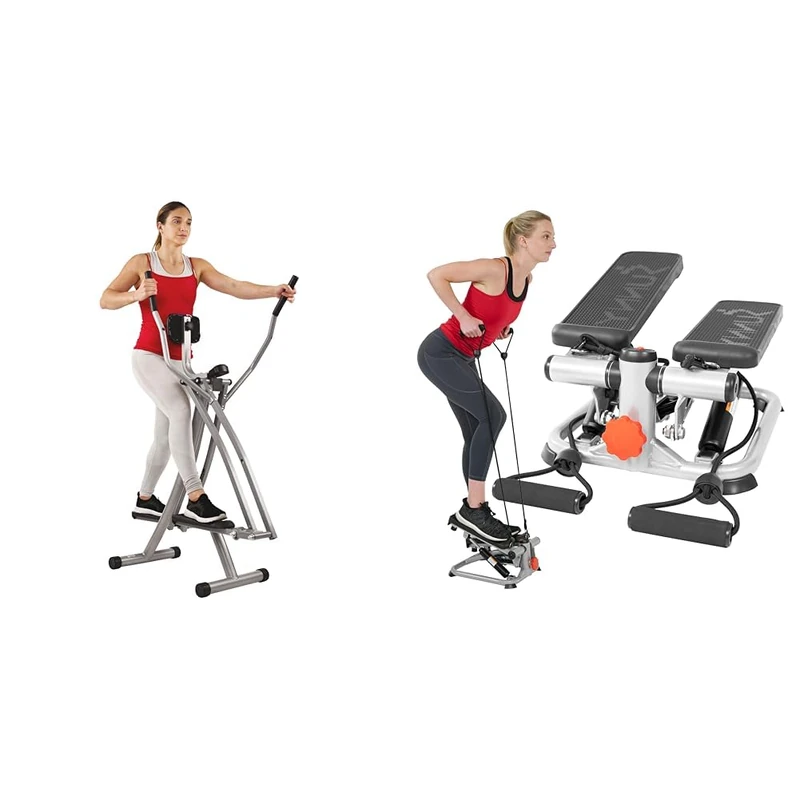 Sunny Health & Fitness Elliptical Cross Trainer w/LCD Monitor, Air Walker Exercise Machines SF-E902 and Mini Stepper - SF-S0978