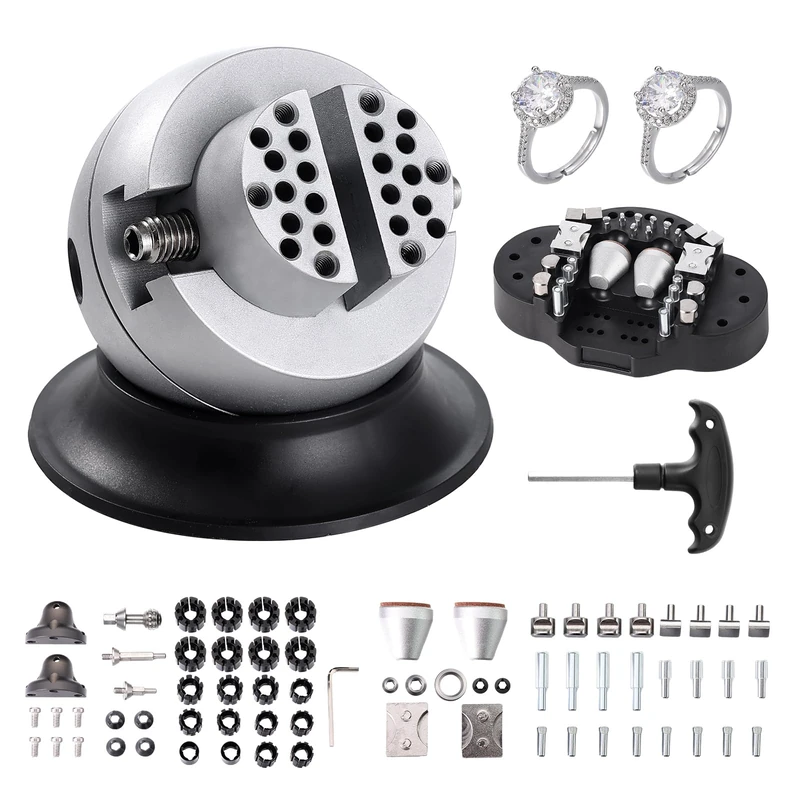 VEVOR Ball Vise - 3" Engraving Setting Tool with 360 Rotation - Includes 70 Attachment Tools for Gemstone Inlay and Jewelry Engraving