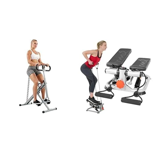 Sunny Health & Fitness Squat Assist Upright Row-N-Ride Rowing Machine, Horse Riding Machine - NO.077S and Mini Stepper, Stair Stepper - SF-S0978