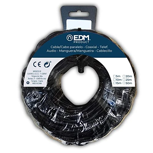 Monkey Ladder Braided textile cable reel H05VV-F 2 x 1.50 mm² black, 25 m, ideal for electrical connections and indoor use. - Image 1