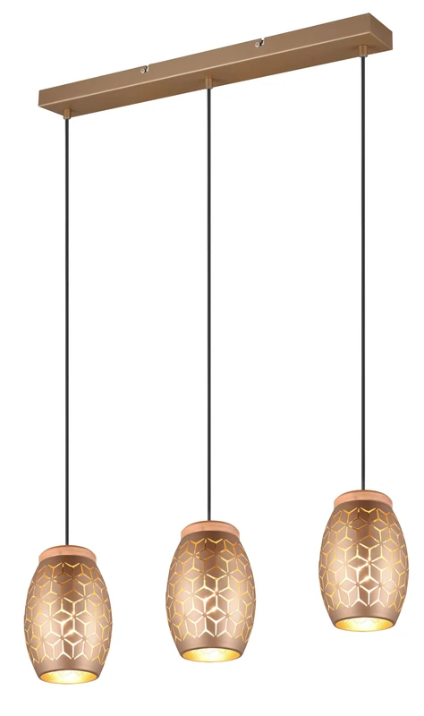 Reality Bidar Pendant Light R31573065, Coffee Metal/Gold, Natural Wood, Except 3X E27