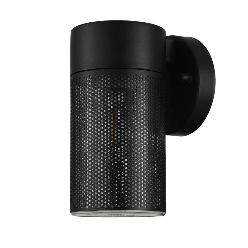 EGLO Fantecolo Wall Light Indoor Bedroom Lamp Galvanised Steel in Black Glass in Clear E27 Socket IP44