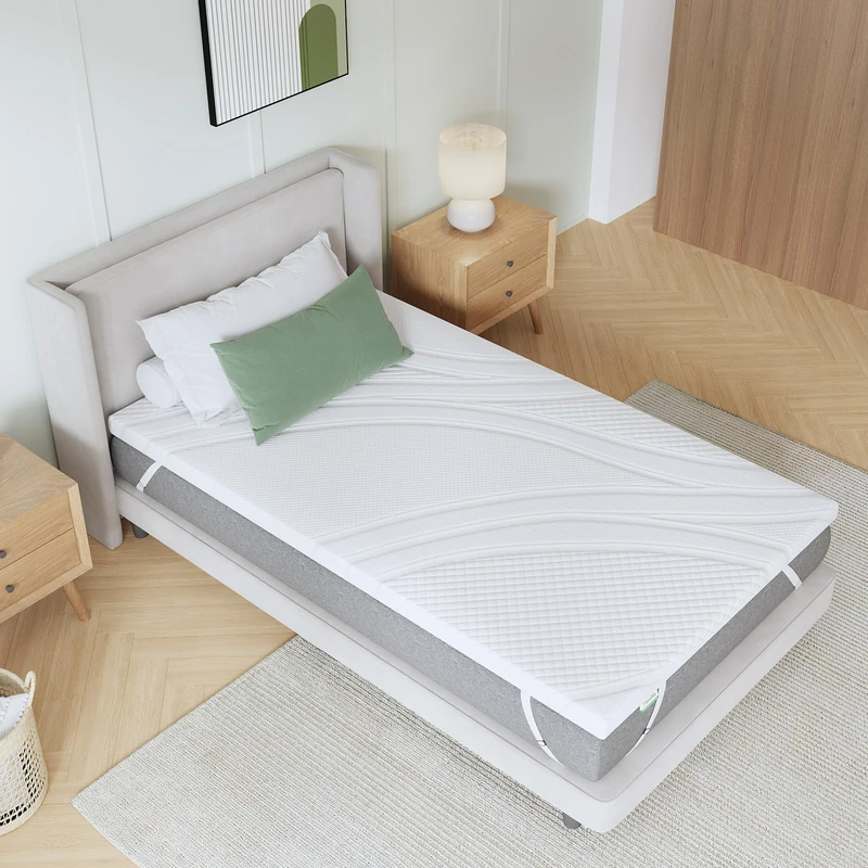 Novilla Mattress Topper, 120 x 190 cm, Height 5 cm, Gel Memory Foam Mattress Topper for Box Spring Bed, Caravan, Sofa Bed, Washable Cover, Oeko-Tex Certified