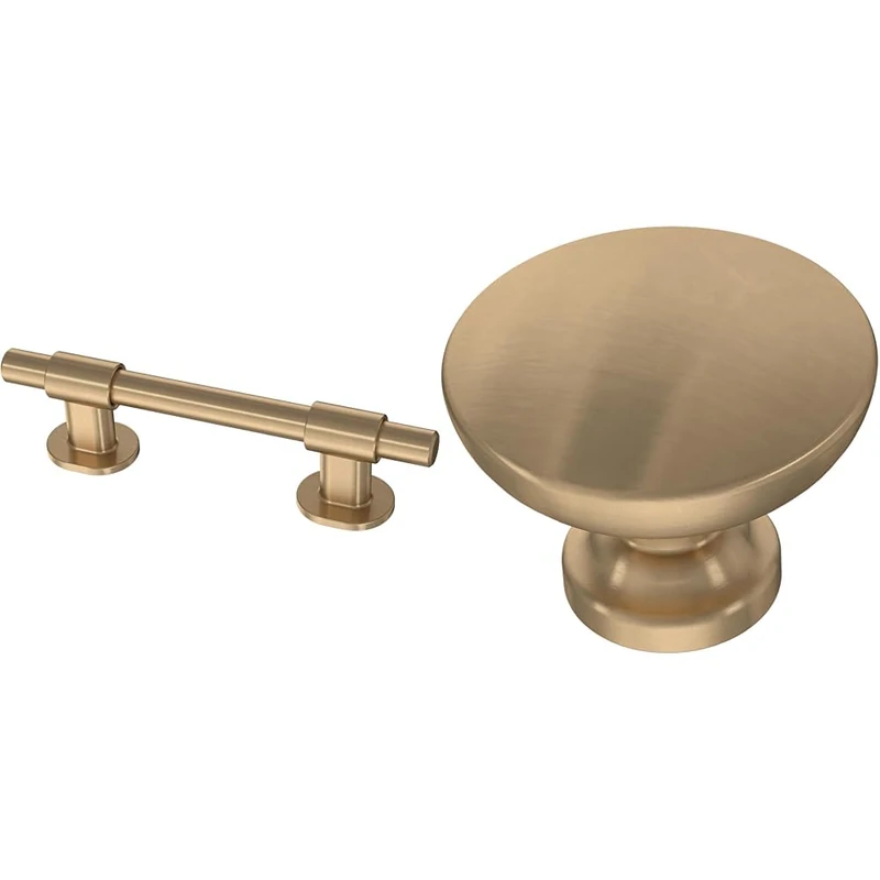 Franklin Brass Bar Adjusta-Pull™ Cabinet Pull, Champagne Bronze, 1-3/8 in to 4 in (35mm/102mm) & Fulton Cabinet Knob, Champagne Bronze, 1-3/16 in (30mm) Drawer Knob, 5 Pack