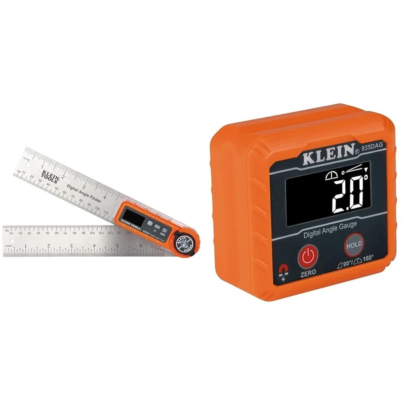Klein Tools 935DAF Digital Angle Finder, Precision Measurements, Miter Saw Protractor Angle Calculation & 935DAG Digital Electronic Level and Angle Gauge, Measures 0-90 and 0