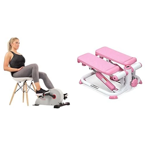 Sunny Health & Fitness Exercise Stepping Machine, Portable Mini Stair Stepper for Home or Office Workouts + Magnetic Under Desk Pedal Exerciser, Dual Function Mini Exercise Cycle Bike