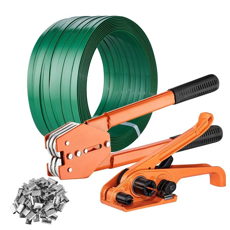 VEVOR Strapping Kit with Strapping Tensioner Tool, Banding Sealer Tool, 1000 ft PET Band, 300 Metal Seals for Pallet Packaging