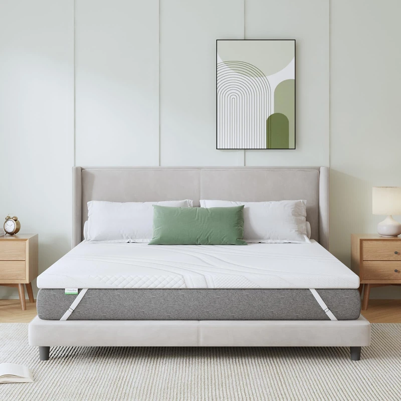 Novilla Memory Foam Topper, Queen Size, 7.5cm, White, Machine Washable, Moisture-Wicking, Temperature Regulating