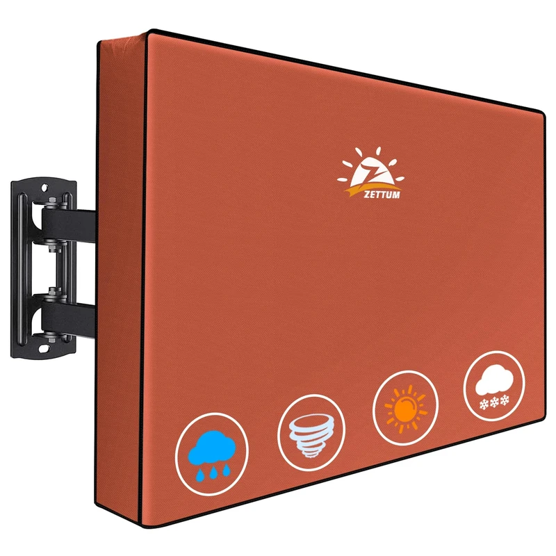 Zettum Outdoor TV Cover 75 Inch - 600D TV Cover Waterproof & Weatherproof for 70 to 75 Inch Outdoor TV, Heavy Duty TV Enclosure Protector for Outside Flat Screen TV (Size: 70"L x 6"D x 43"H)