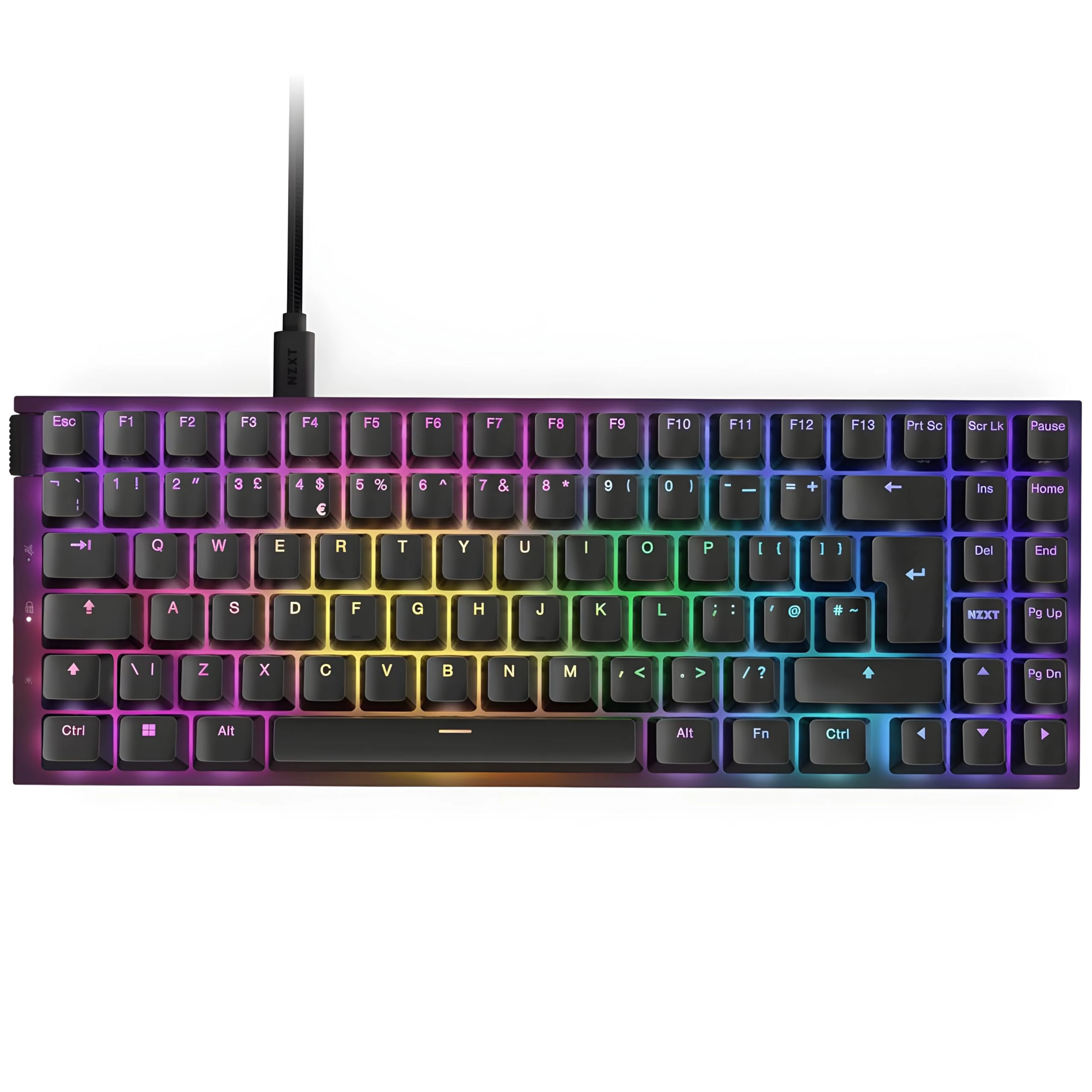 NZXT Function 2 MiniTKL | 2024 Compact Tenkeyless Optical Gaming Keyboard |Illuminated RGB | 8K Polling Rate | Linear Optical Switches | Adjustable Actuation | Hot-Swappable | Black UK (QWERTY)