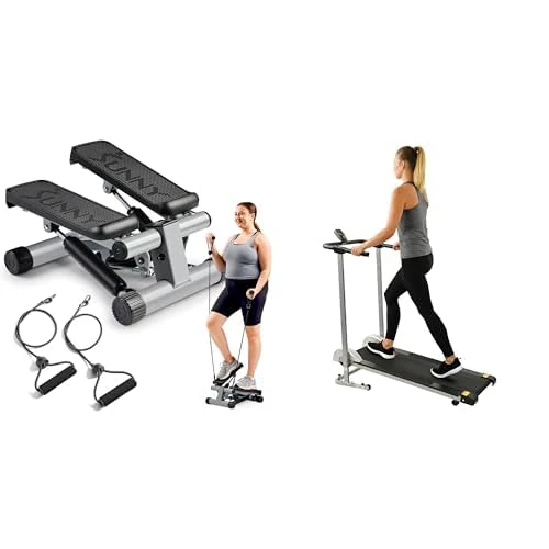 Sunny Health & Fitness Mini Stepper Machine, Stair Stepper Exercise Equipment - NO. 012-S and Treadmill, Manual Compact Mini Treadmill SF-T1407M