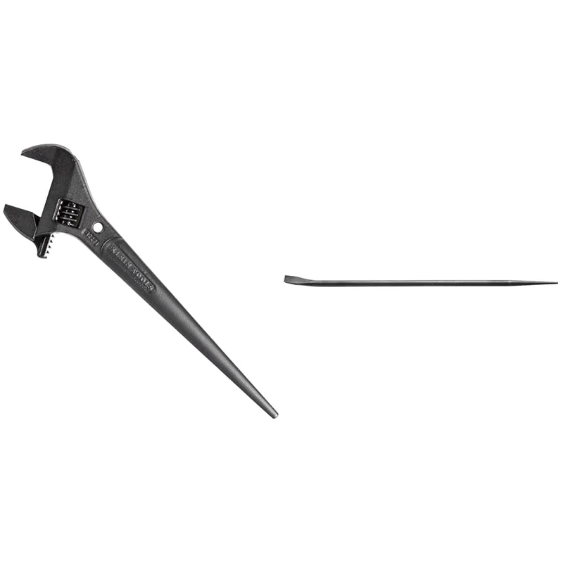 KLEIN TOOLS 3227 Extra Wide Adjustable Wrench, Construction Spud Wrench for Up to 1-7/16-Inch Nuts & 3246 Connecting Bar, 7/8-Inch Round, 36-Inch