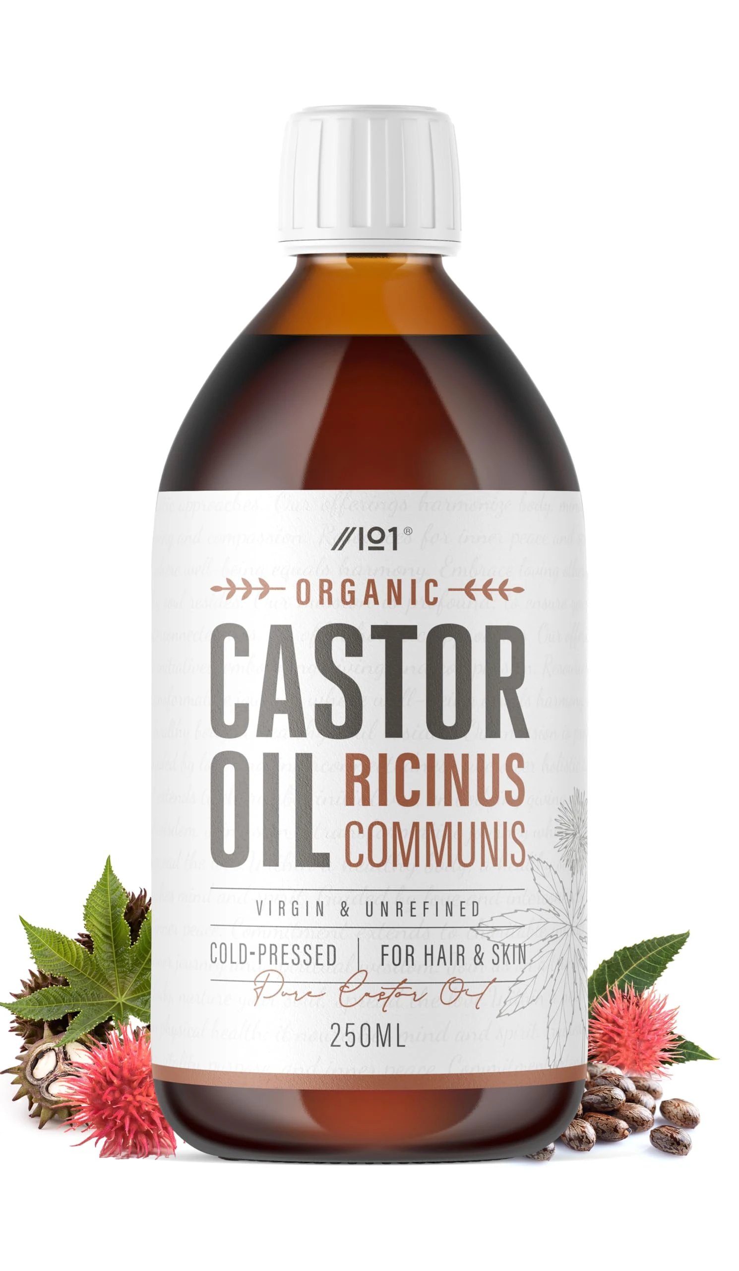 Organic Castor Oil 250ml – 100% Unrefind & Cold Pressed – Hexane Free – for Skin & Hair – Sustainably Sourced – By Alpha01