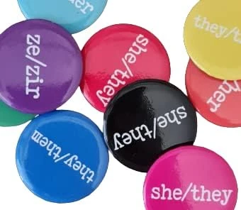 Pride and Pronouns Bulk Pack of My Pronouns Are Badges, Colourful Customisable Gender Pronouns Pin Badges, Pronouns LGBTQ+ Pin Brooch For Pride, 1 inch (25mm) Diameter Badge(Pack of 75)