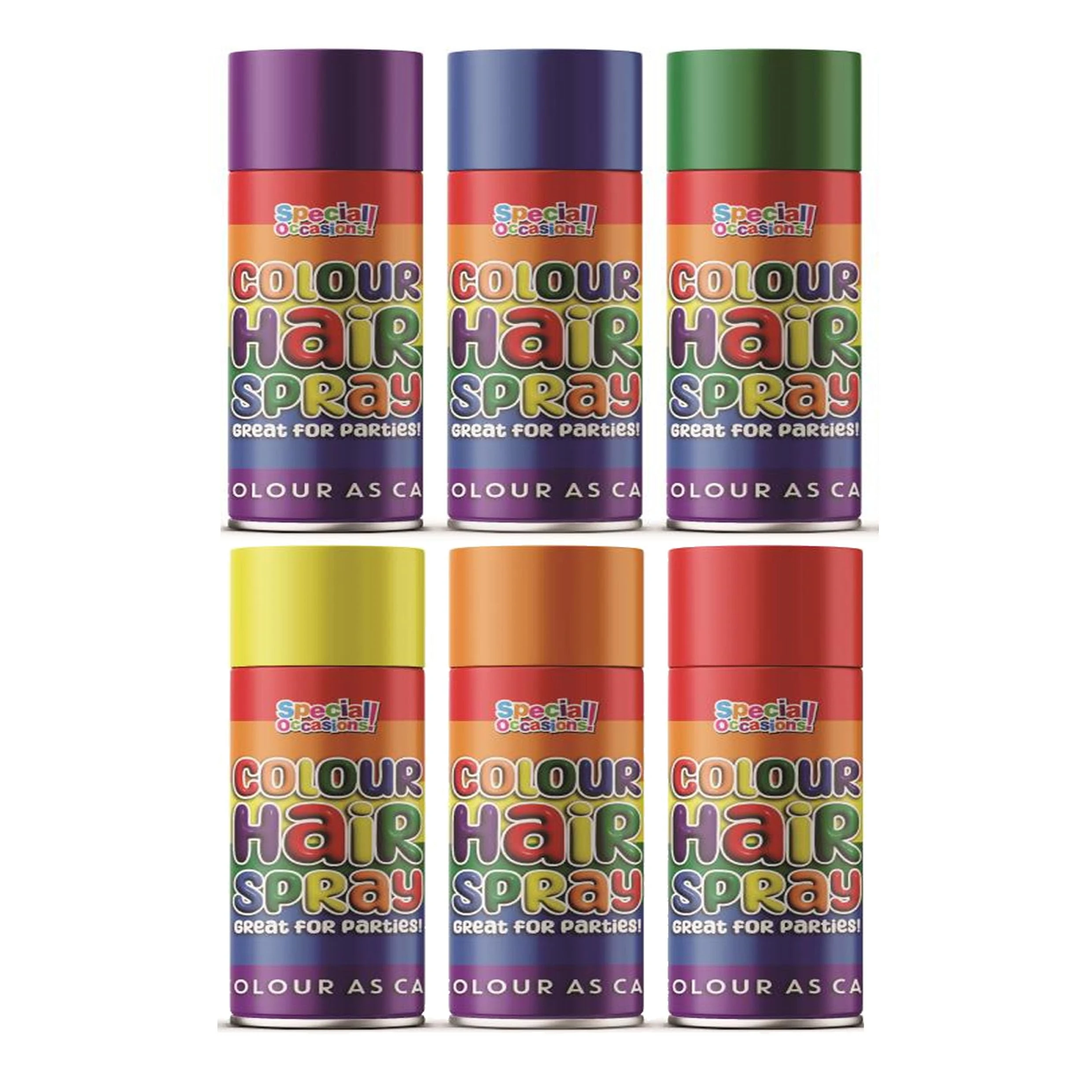6 * 200ml Cans Rainbow Colour Hair Spray - Perfect for fun and Special Occasions -Vibrant Cans of Rainbow Colour Hair Spray