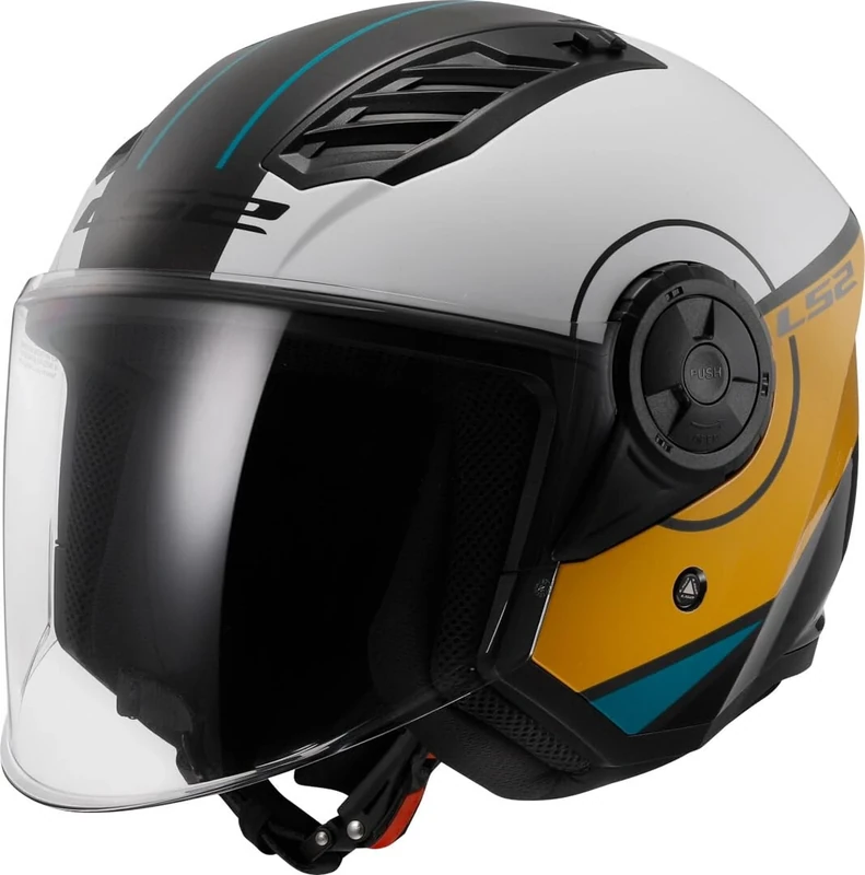Open Faced Motorcycle Helmet. LS2 Airflow II ECE 22.06 - COVER GLOSS WHITE BROWN