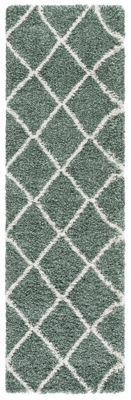 Safavieh Shag Rug for Living Room, Dining Room, Bedroom - Hudson Shag Collection, High Pile, in Ivory and Slate Blue, 69 X 244 cm