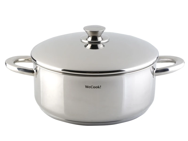 Wecook! Stainless Steel Pot 18/10 with Steel Lid, Suitable for All Hobs Including Induction, Integrated Measuring Scale, Diameter 32 cm, Capacity 9.6 litres