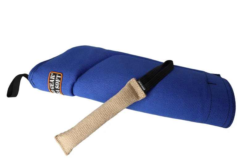 DINGO GEAR Set: Extra Soft Nylcot Bite Sleeve Plus Jute Tug Toy, Bite Training Tools for IGP, K9, Dog Sports, Young Dogs Training, Blue, Bite Level 2 - Intermediate (S10048)