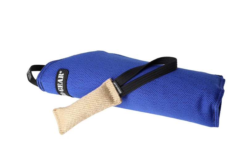 DINGO GEAR Set: Soft Nylcot Mini Bite Sleeve Plus Jute Tug Toy, Bite Training Tools for IGP, K9, Dog Sports, Puppy, Young Dogs Training, Blue, Bite Level 1 - Beginner (S10046)
