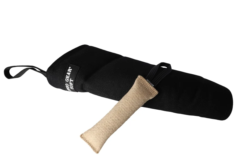 DINGO GEAR Set: Midi Soft Nylcot Bite Sleeve Plus Jute Tug Toy, Bite Training Tools for IGP, K9, Sports, Adult Dogs Training, Black, Bite Level 3 - Advanced (S10049)