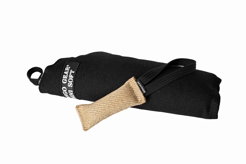 DINGO GEAR Set: Soft Nylcot Mini Bite Sleeve with Jute Tug Toy, Bite Training Tools for IGP Dog Sports Services, Level 1 Beginner - Black & Ecru (S10045)