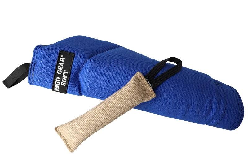 DINGO GEAR Set: Midi Soft Nylcot Bite Sleeve Plus Jute Tug Toy, Bite Training Tools for IGP, K9, Sports, Adult Dogs Training, Blue, Bite Level 3 - Advanced (S10050)
