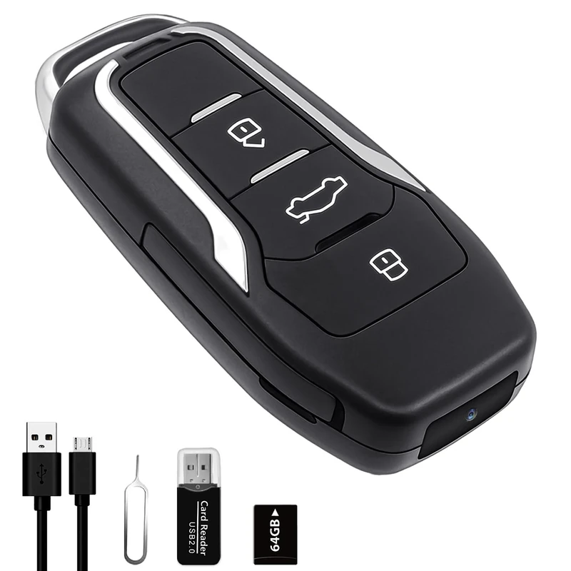64GB Spy Camera Car Key,360 Minutes Battery Life, Mini Nanny Cam Hidden Camera,Small Hidden Camera with HD 1080P,Surveillance & Security Spy Hidden Cameras