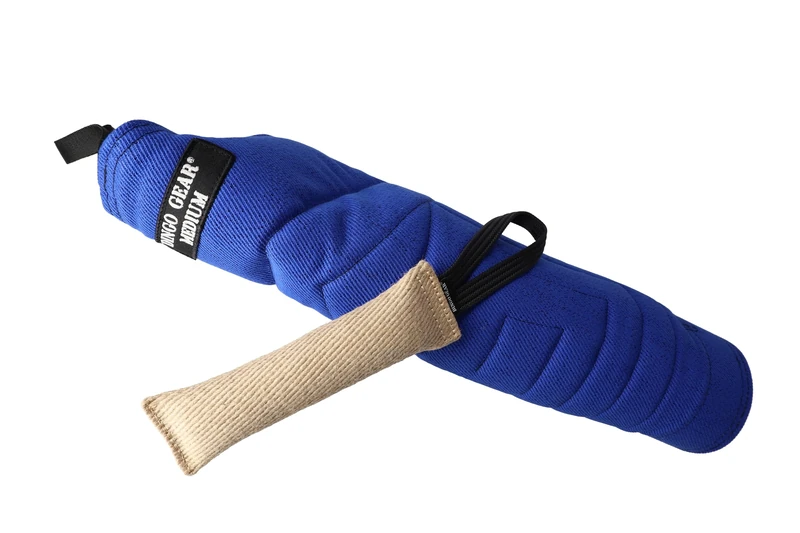 DINGO GEAR Set: Medium Hard Nylcot Bite Sleeve Plus Jute Tug Toy, Bite Training Tools for IGP, K9, Sports, Adult Dogs Training, Blue, Bite Level 4 - Advanced (S10052)