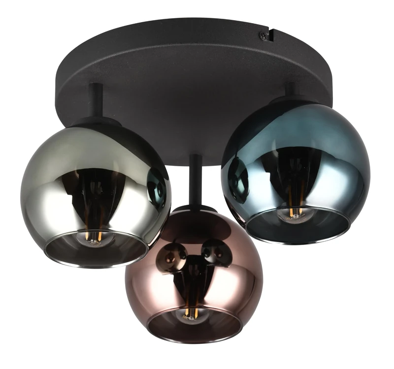 RL LIVE YOUR LIGHT Reality Ceiling lamp Sheldon R61303017, matt Black Metal, Blue/Green/Copper Glass, Except 3X E14