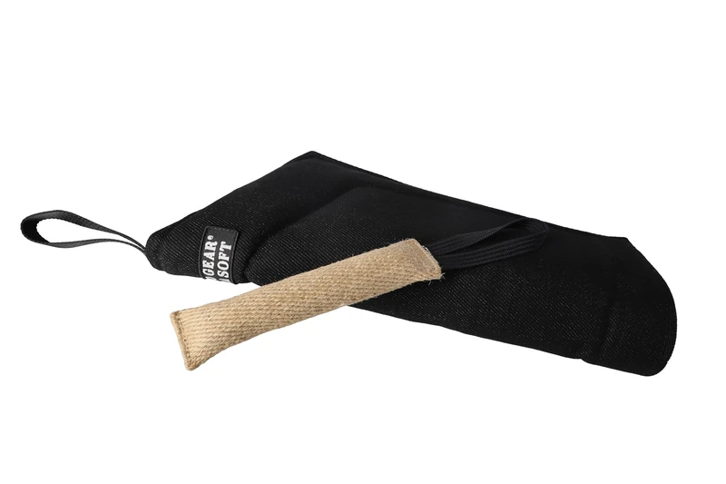 DINGO GEAR Set: Extra Soft Nylcot Bite Sleeve Plus Jute Tug Toy, Bite Training Tools for IGP, K9, Dog Sports, Young Dogs Training, Black, Bite Level 2 - Intermediate (S10047)