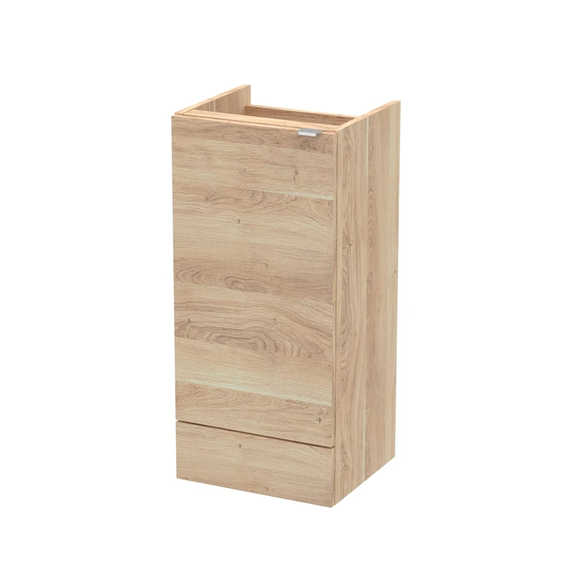 Hudson Reed OFF3084 Fusion Modern Bathroom Floor Standing 1 Soft Close Door Base Unit, 400mm, Bleached Oak