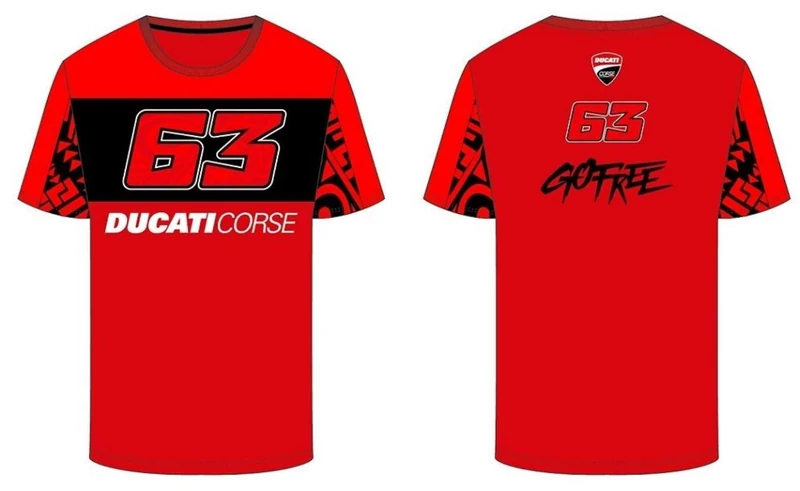 63 Bagnaia T-Shirt - Ducati Dual Line, Men, L, Red