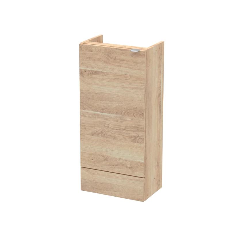Hudson Reed OFF3083 Fusion Modern Bathroom Floor Standing 1 Soft Close Door Compact Base Unit, 400mm, Bleached Oak