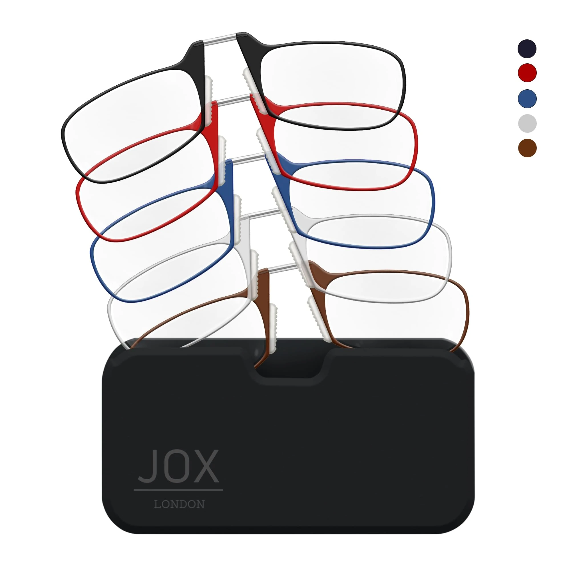 JOX Nose Reading Glasses with Compact Case - Slim Nose Reading Glasses to stick on the mobile phone - Flex-Fit Technology - Unmatched Clarity and Comfort for Your Reading Needs (Brown, 2, Dioptres)