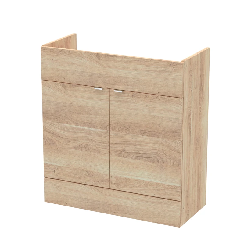 Hudson Reed OFF3009 Fusion Modern Bathroom Floor Standing 2 Soft Close Door Vanity Unit, 800mm, Bleached Oak
