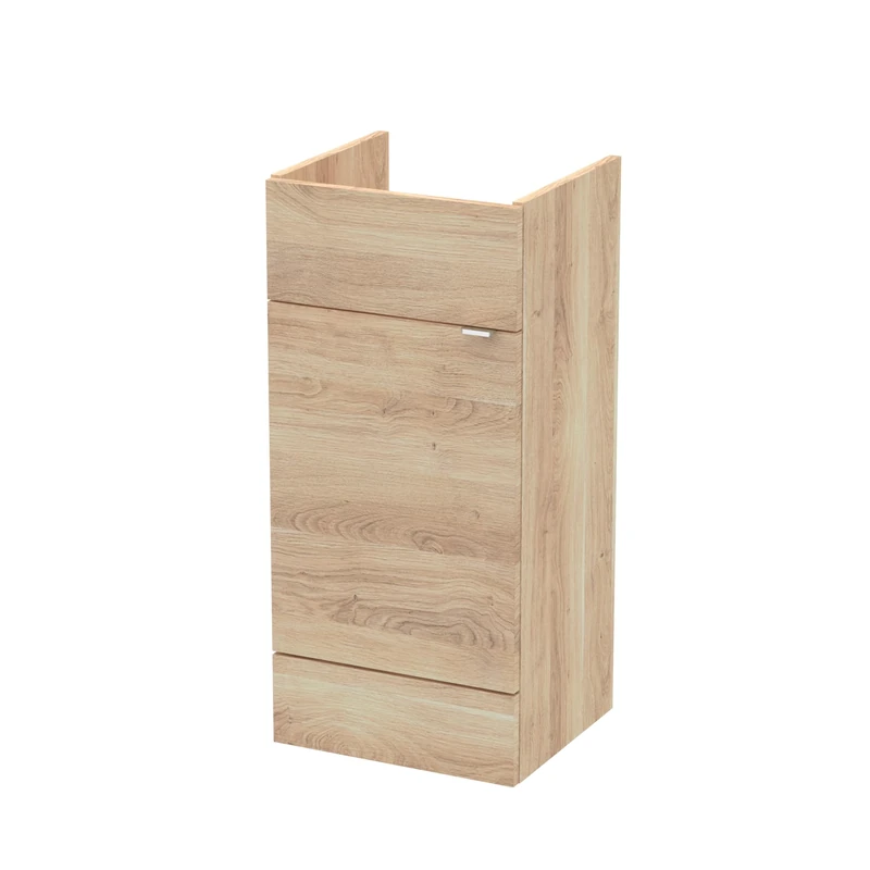 Hudson Reed OFF3004 Fusion Modern Bathroom Floor Standing 1 Soft Close Door Vanity Unit, 400mm, Bleached Oak