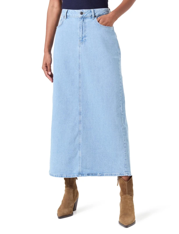 Object OBJELLEN MW Noos Long Denim Skirt, Light Blue (Light Blue Denim), M