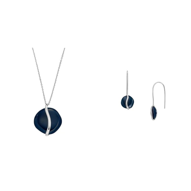 SKAGEN Women's Necklace and Earrings Sofie Sea Glass, Silver Stainless Steel, Set