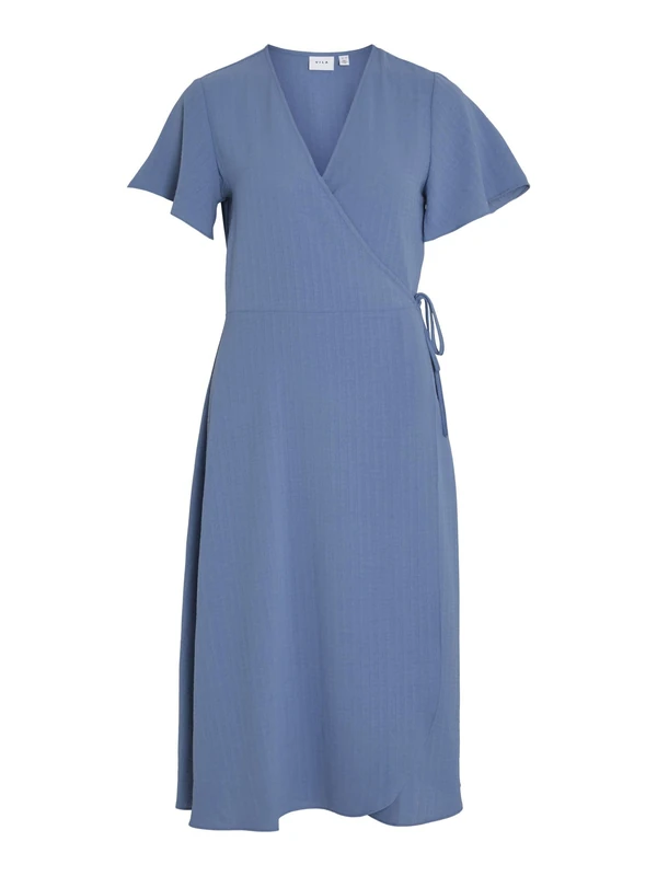 Vila VILOVIE S/S WRAP MIDI Dress - Noos, Coronet Blue, 18